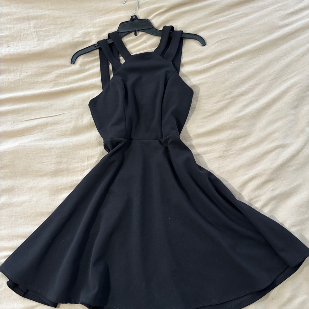 B Darlin Black Strappy Fit & Flare Mini Dress